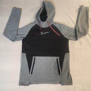Nike Therma-FIT Hoodie DD2112-010 Black/Grey Red Drawstring Size M Pullover